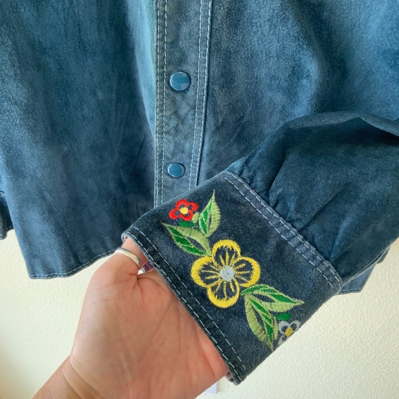 RARE VINTAGE LEATHER! Pioneer Wear Vintage Suede Jacket Embroidered Size LG - Picture 2 of 16